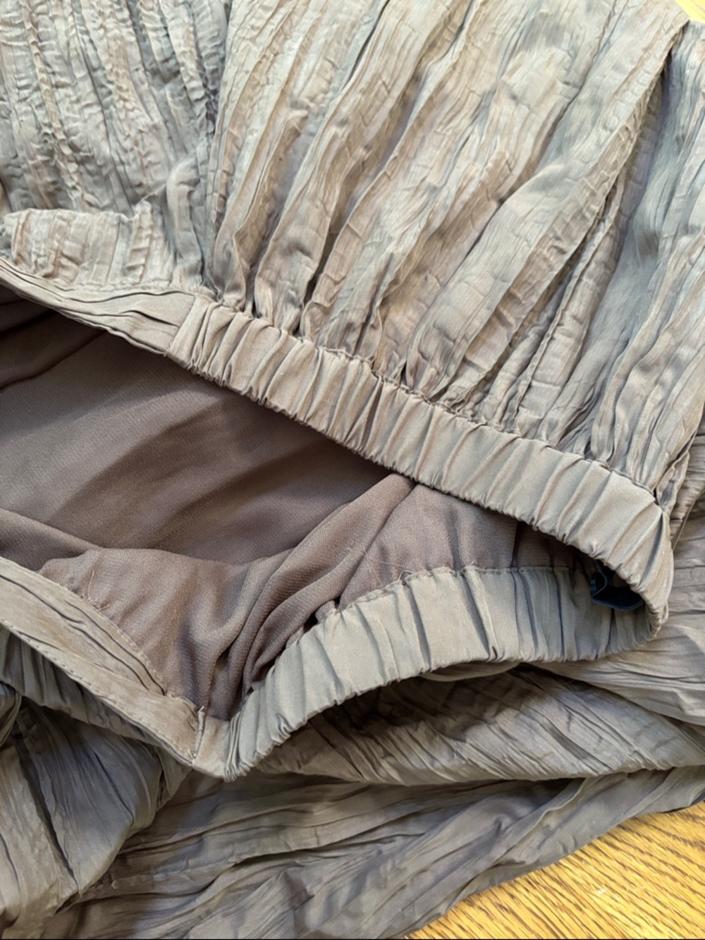 Zara wrinkled effect satin finish balloon bubble hem brown midi skirt sz.M - Picture 14 of 16